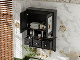 4-in-1 Bathroom Mirror Cabinet, 24-inch Wall Mounted Medicine Cabinet with Drawers & Organizer N710P405416B