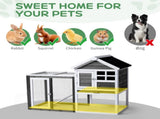Wooden Rabbit Hutch Outdoor Chicken Coop Indoor Bunny Cage with Run, Guinea Pig House Pet House with 92638093