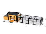 114Wooden Chicken Coop with Outdoor Run, Weatherproof Hen House with Nesting Box, Lockable Doors & 86218078