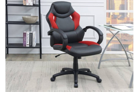 ZUN Office Chair Upholstered 1pc Cushioned Comfort Chair Relax Gaming Office Work Black And Red Color HS00F1689-ID-AHD