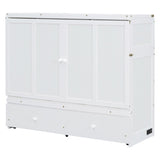 Full Size Murphy Bed with USB Port and a Large Drawer, White N708P205903K