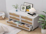 43.31"6-Drawers Rattan Storage Cabinet Rattan Drawer,for Bedroom,Living Room,White W757P234587