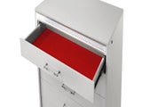 Glam Modern 5-Drawer Chest with Crystal Accents, LED Lighting and White Lacquer Finish B009P243215
