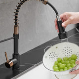 ZUN LED Commercial Kitchen Faucet with Pull Down Sprayer, Single Handle Single Lever Kitchen Sink Faucet W1932P171738