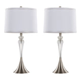 Ashland 28" Contemporary Crystal Table Lamp in Clear Crystal, Brushed Nickel and White Linen Shade B202P224011