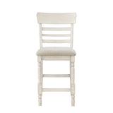 Antique White Finish Set of 2 Counter Height Chair Farmhouse Style Fabric Upholstered Seat Wooden B011P217870