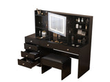 Pitted Particleboard With Triamine Coating, Tempered Glass Table Top, 5 Drawers, With Shelves, With 45527334