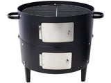 17 Inch Steel Charcoal Smoker, Heavy Duty Round BBQ Grill for Outdoor Cooking, Black 28070527