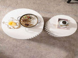 White Round Storage Table Set with Lift-Off Lid, Nesting Design, Elegant Curved-Edge Shape for Cozy W3081P389055