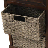 Rustic Storage Cabinet with Two Drawers and Four Classic Rattan Basket for Dining Room/Living Room 43293807