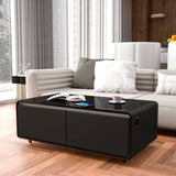 ZUN Modern Smart Coffee Table with Built-in Fridge, Bluetooth Speaker, Wireless Charging Module, Touch W1172126005