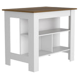 Cala Kitchen Island, Four Legs, Three Shelves -White / Walnut B20092012