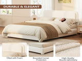 Boucle Queen Bed Frame with Adjustable Height Modern Platform Bed with Curved Cloud N733P439495K