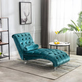 COOMORE Velvet Chaise Lounge Indoor,Button-Tufted Upholstered Chaise Lounge Chair with Pillow for W39538678