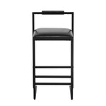 ZUN Black Bar Stool with Backrest Set of 2 Counter Height PU Leather Upholstered Bar Chairs with 32207579