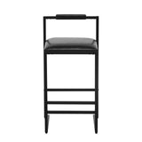 ZUN Black Bar Stool with Backrest Set of 2 Counter Height PU Leather Upholstered Bar Chairs with 32207579