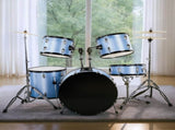 Full Size Adult Drum Set 5-Piece Blue with Bass Drum, two Tom Drum, Snare Drum, Floor Tom, 16" Ride 08283789