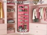 7-tier, 360&deg rotating wood-plastic composite shoe rack, 60*60*184cm, pink 24690720