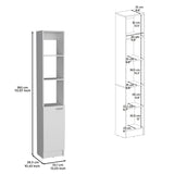 ZUN Linen Cabinet, 1 Door, 6 Shelves, White B097P199753