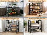Heavy-Duty 3-Tier Storage Kitchen Cart with 2 Detachable Mesh Baskets, Metal Storage Organizer 62229063