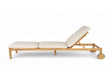 Riviera Outdoor Chaise Lounge with Wheels, Acacia Wood Frame N775P287338T