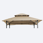ZUN 8x5Ft Grill Gazebo Replacement Canopy,Double Tiered BBQ Tent Roof Top Cover,Beige [Sale to Temu is 84576678