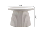 White Magnesium Oxide Fluted Pedestal Side Table 19.69" Diameter Round Accent Table W5351P486732