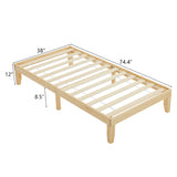 Simple & Sturdy Twin Bed Frame Painted Pine Wood, Natural Finish 23136377