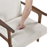 Modern Home Furniture Beige Fabric Upholstery 1pc Accent Chair Brown Finish Solid Rubberwood B011P308028