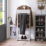 White Portable Garment Rack,Clothes Valet Stand with Storage Organizer W760P145401