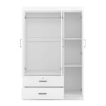 ZUN 3-Door Mirror Wardrobe with shelves, White 91460670