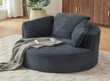 Compressible Corduroy Round Chair with Cushioned Backrest - Modern Comfort Seating for Living W2339P323614