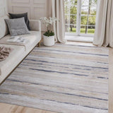 LOOM & LUXE Collection 5X7 Ivory/Blue /Striped Non-Shedding Living Room Bedroom Dining Home Office B335P289562