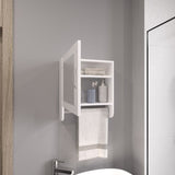 BOTIQ 19.7" H x 17.7" W Mirror Medicine Cabinet with Towel Rack White, One door with Two interior B070P242488
