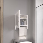 ZUN BOTIQ 19.7" H x 17.7" W Mirror Medicine Cabinet with Towel Rack White, One door with Two interior B070P242488