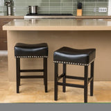 ZUN 26" Backless Leather Counter Stools, 2-Pcs Set, Black 74493.00