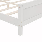 Full Pine Wood Bed with Bookcase Headboard ,LED Motion Sensor Light, Bed Guardrails,White W504P277600