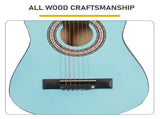 Sky-blue color 30-inch Round Acoustic Guitar with Picks, Strings, Capo, Case, Tuner, and Strap 14844453