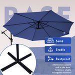 ZUN 10 ft. Steel Cantilever Offset Outdoor Patio Umbrella with Crank Lift - Blue W2181P181961