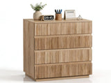 Handleless Grille-Finished 4-Drawer Bedside Table P2 Particleboard MDF & Melamine Veneer 74317864