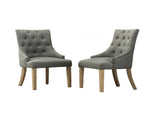 Grey Button Tufted Solid Wood Wingback Hostess Chairs with Nail Heads Set of 2 T2574P164607