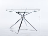 Dining Table with chrome metal leg and tempered glass,Modern Space Saving Kitchen Table for Living W234P351122