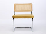 Mid Century Modern Dining Chairs Set of 2, Velvet Accent Chairs with Natural Cane Back & Stainless 97370969