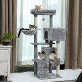 ZUN Multi-functional Cat Tree Tower with Sisal Scratching Post, 2 Cozy Condos, Top Perch, Hammock, 58860018