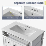30'' Bathroom Vanity with Top Sink, Modern Bathroom Storage Cabinet with 2 Drawers and a Tip-out N710P206904Z