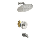 ZUN 10" Round Rain Shower Head Systems with Waterfall Tub Spout, Brushed Nickel,Wall Mounted shower W1243102465