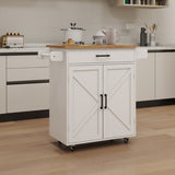 ZUN Kitchen island rolling trolley cart with Adjustable Shelves & towel rack & seasoning rack rubber 06552763