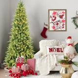 Artificial 7ft Green Christmas Tree with 1180PVC/Hard Needle Mixed Branch Tips, 400L warm white led, 56340225