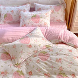 3 Piece Strawberry Duvet Set Strawberry Print Bedding for Home Bedroom Decor Microfiber Quilt 42041189