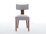 064-Set of 2 Linen Fabric Modern Armless Dining Chairs With Curved backrest and Solid Wooden Legs 42256414